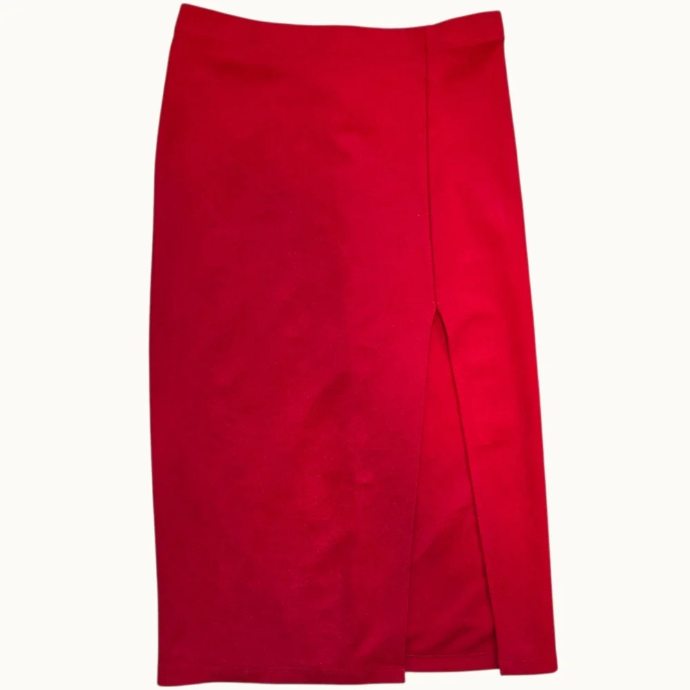 Babaton High-Waisted Midi Pencil Skirt Size 8 | Side Slit | Red - Picture 2 of 5